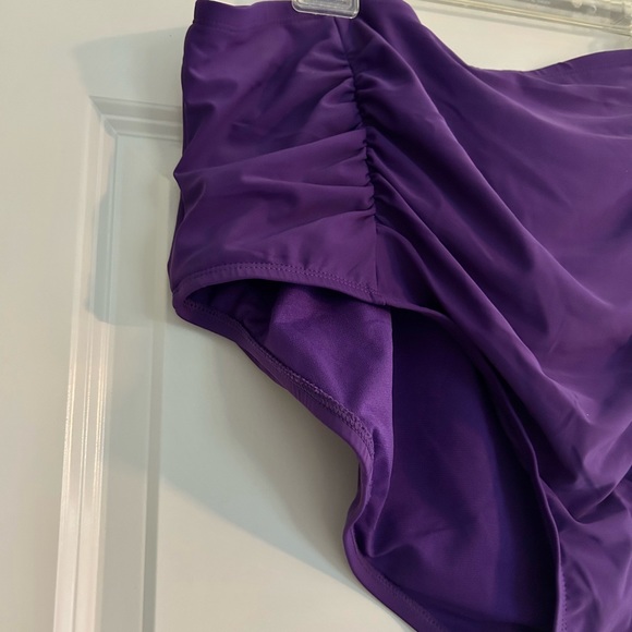 NWT! PURPLE TERRA & SKY 2X Plus Size High Rise Tummy Control Solid Bikini Bottom - Picture 3 of 10